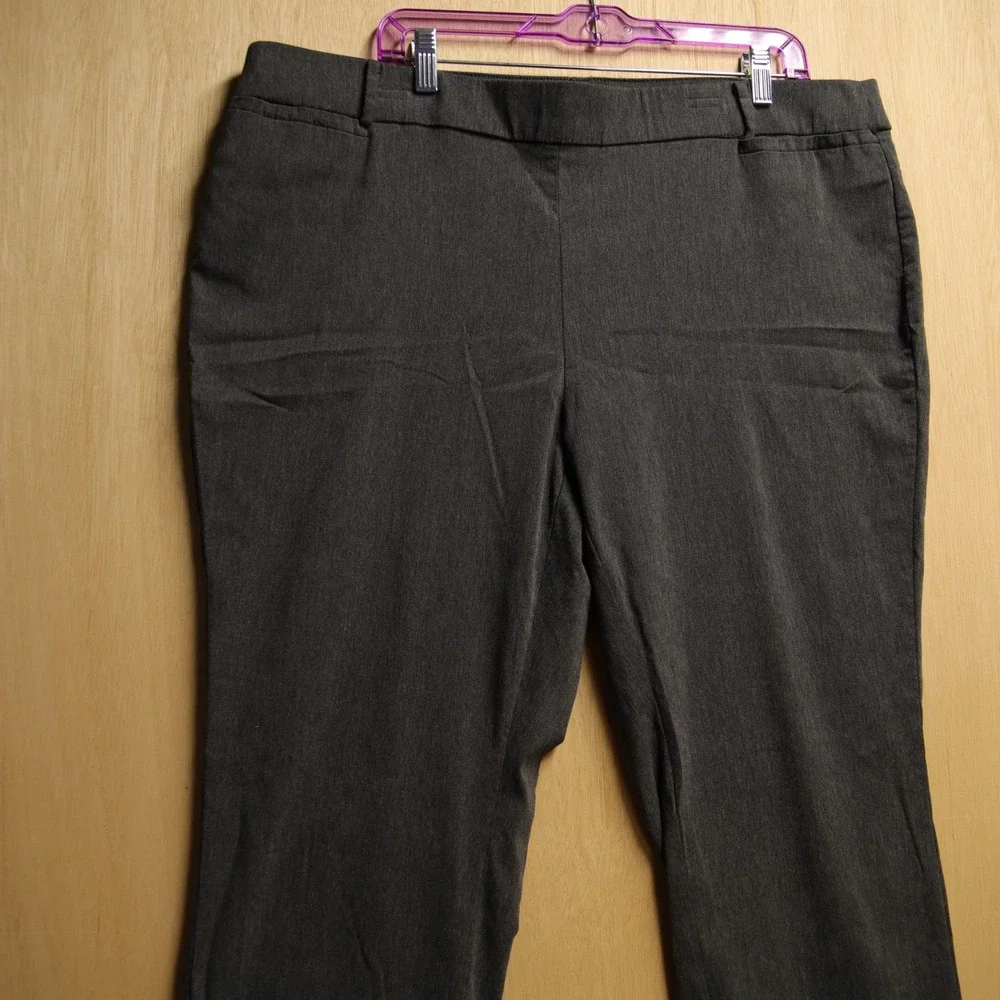 Amy Dress Pants Womens 18W Charcoal Gray Straight Leg Stretch Office Attire